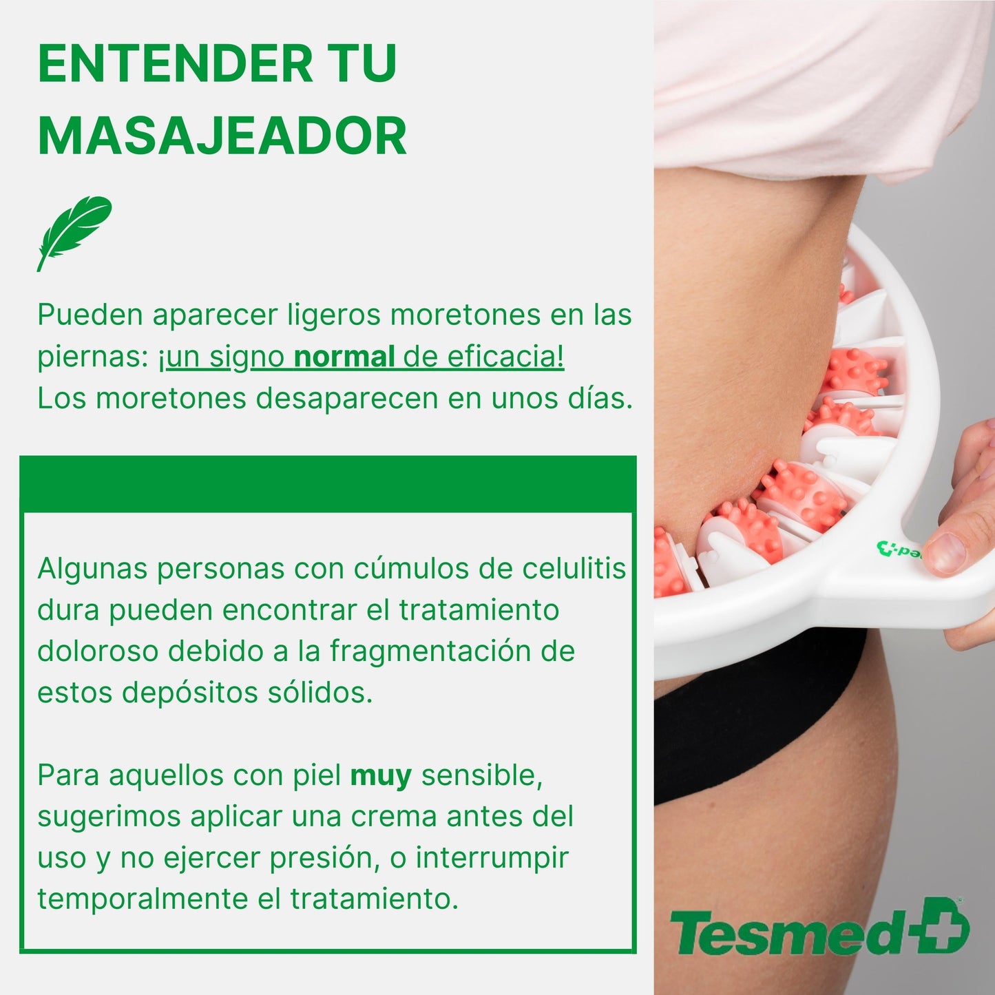 TESMED Cellulite Masajeador rosa Gratis llévate 1 masajeador small verde